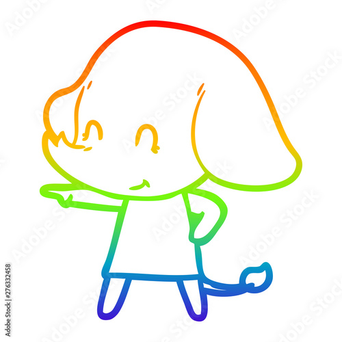 rainbow gradient line drawing cute cartoon elephant