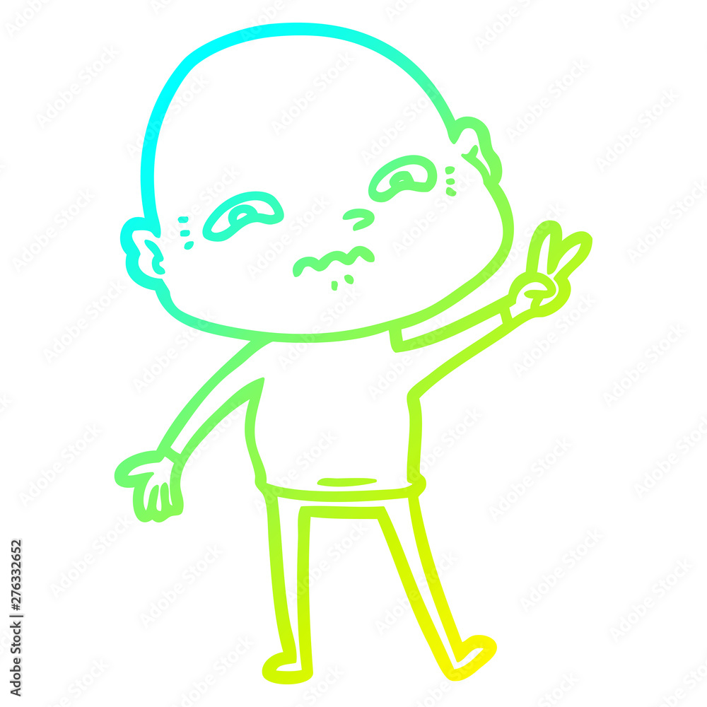 cold gradient line drawing cartoon nervous man cold gradient line drawing cartoon nervous man