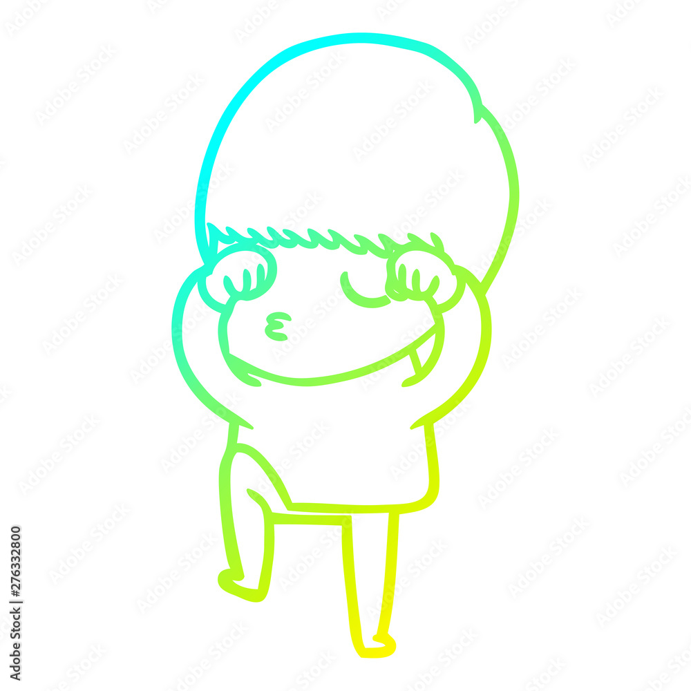 cold gradient line drawing cartoon calm boy