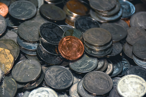 Thai  coins of Thailand on the background