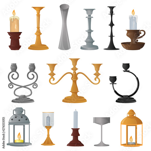 Candlestick vector candle lantern vintage candlelight lantern decoration and old candelabrum holder illustration set of antique candelabra fire light design decor isolated on white background