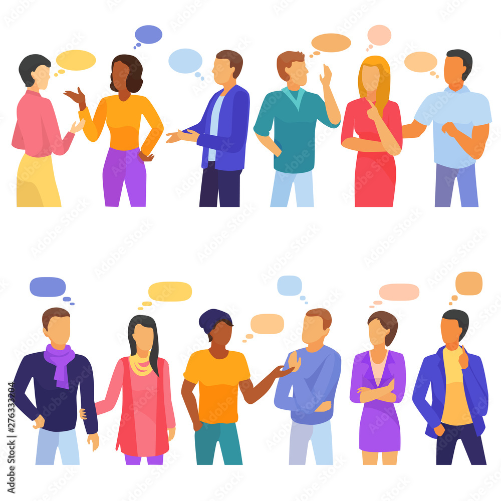 Bubble people vector bubbling speech communication and group of man woman friends discussion illustration set of person adult businessman speak talk chat message isolated on white background Bubble people vector bubbling speech communication and group of man woman friends discussion illustration set of person adult businessman speak talk chat message isolated on white background