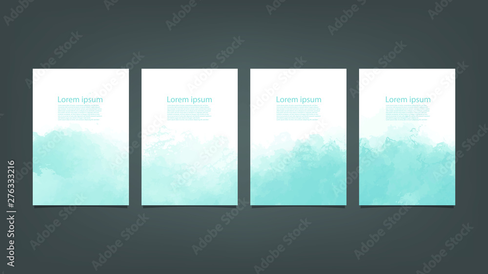 Blue watercolor Brochure template for you design,vector.