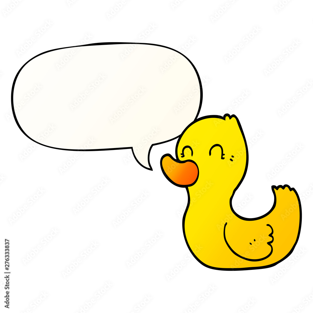 cartoon duck and speech bubble in smooth gradient style cartoon duck and speech bubble in smooth gradient style