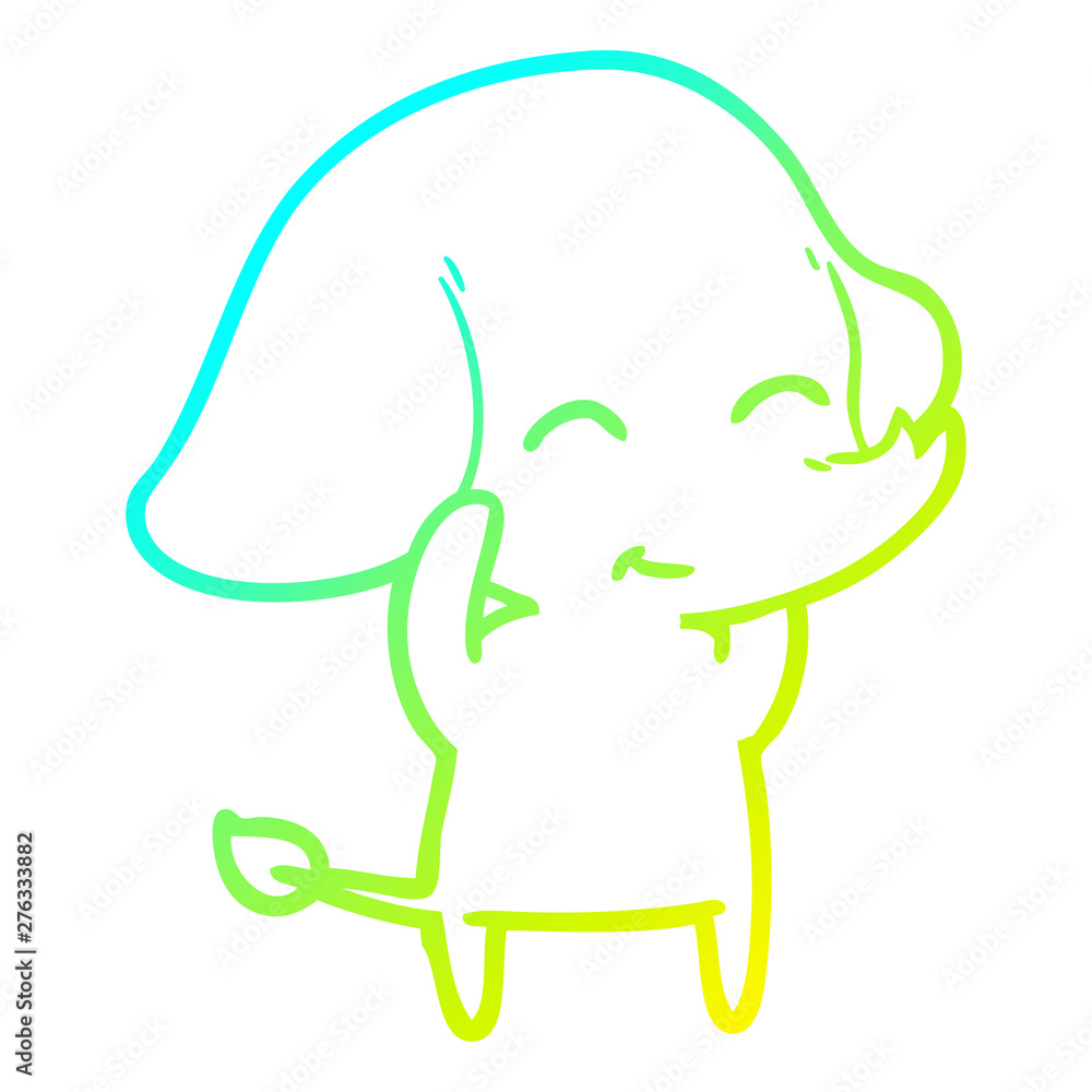 Obraz premium cold gradient line drawing cute cartoon elephant