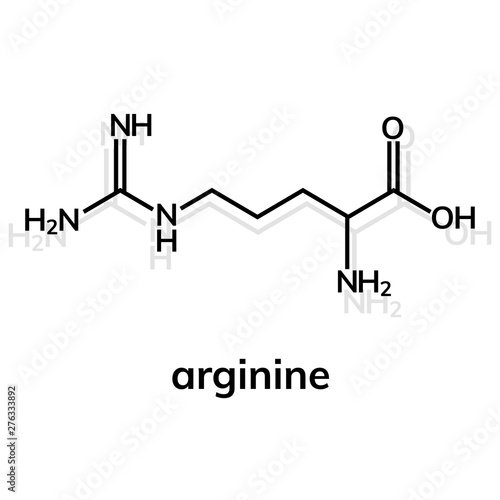 Arginine chemical formula on white background