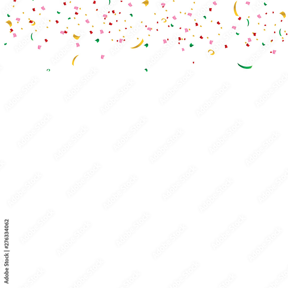 Colorful bright confetti isolated on transparent background. Festive vector illustration