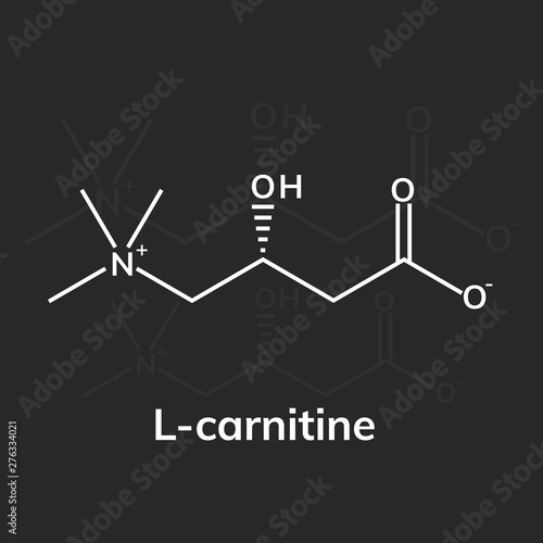 L-carnitine chemical formula on dark background