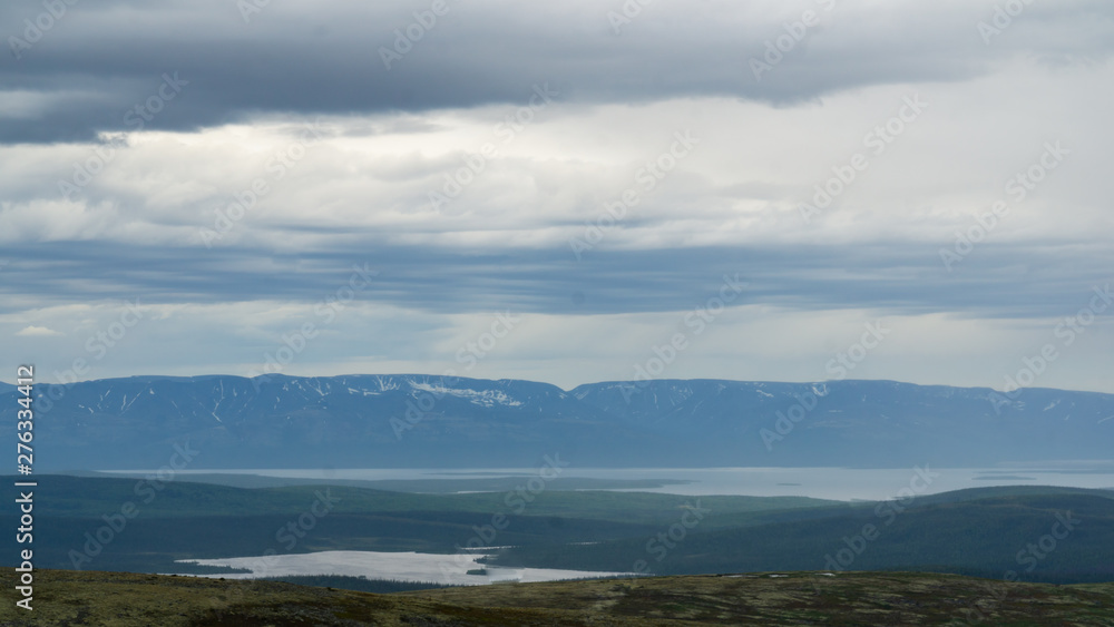 Cloudy sky in high mountain tundra Khibiny
