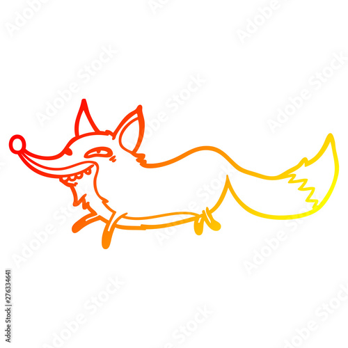warm gradient line drawing cute cartoon sly fox