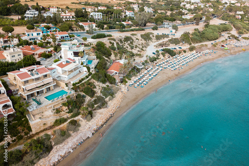Aerial beautiful beach with crystal clear water, Coral Bay, Cyprus © smspsy
