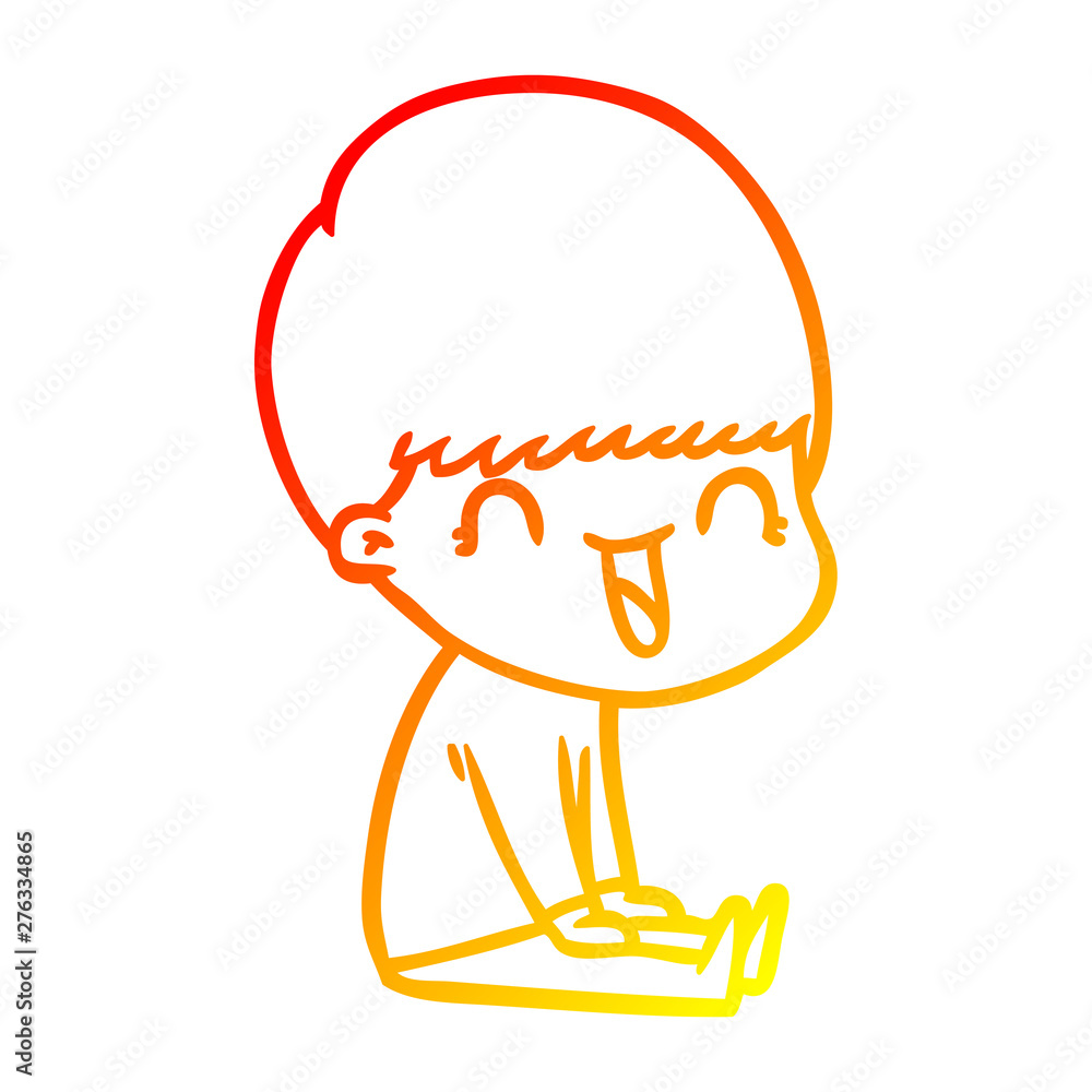 warm gradient line drawing happy cartoon boy warm gradient line drawing happy cartoon boy