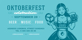 Oktoberfest flyer or banner retro typography vector template design willkommen zum invitation beer fesival celebration.