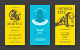 Oktoberfest flyers or banners set vintage typographic design vector templates.