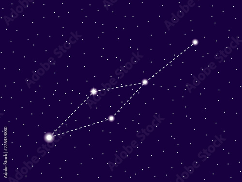 Leo Minor constellation. Starry night sky. Cluster of stars and galaxies. Deep space. Vector illustration