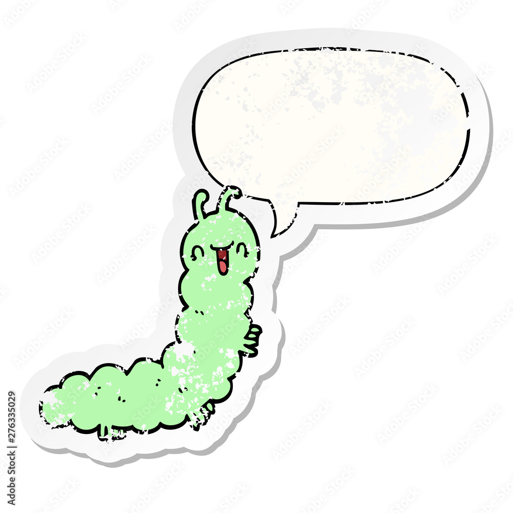 cartoon caterpillar and speech bubble distressed sticker cartoon caterpillar and speech bubble distressed sticker
