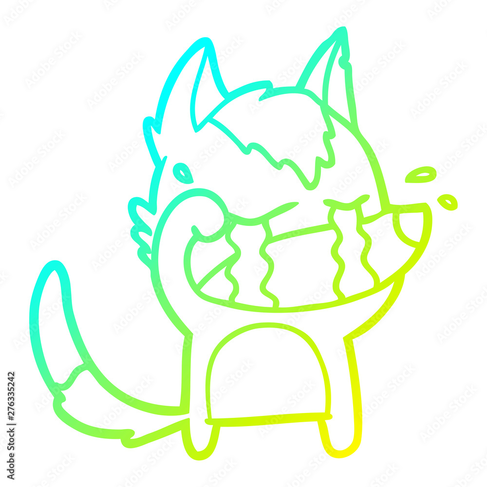 cold gradient line drawing cartoon crying wolf rubbing eyes cold gradient line drawing cartoon crying wolf rubbing eyes