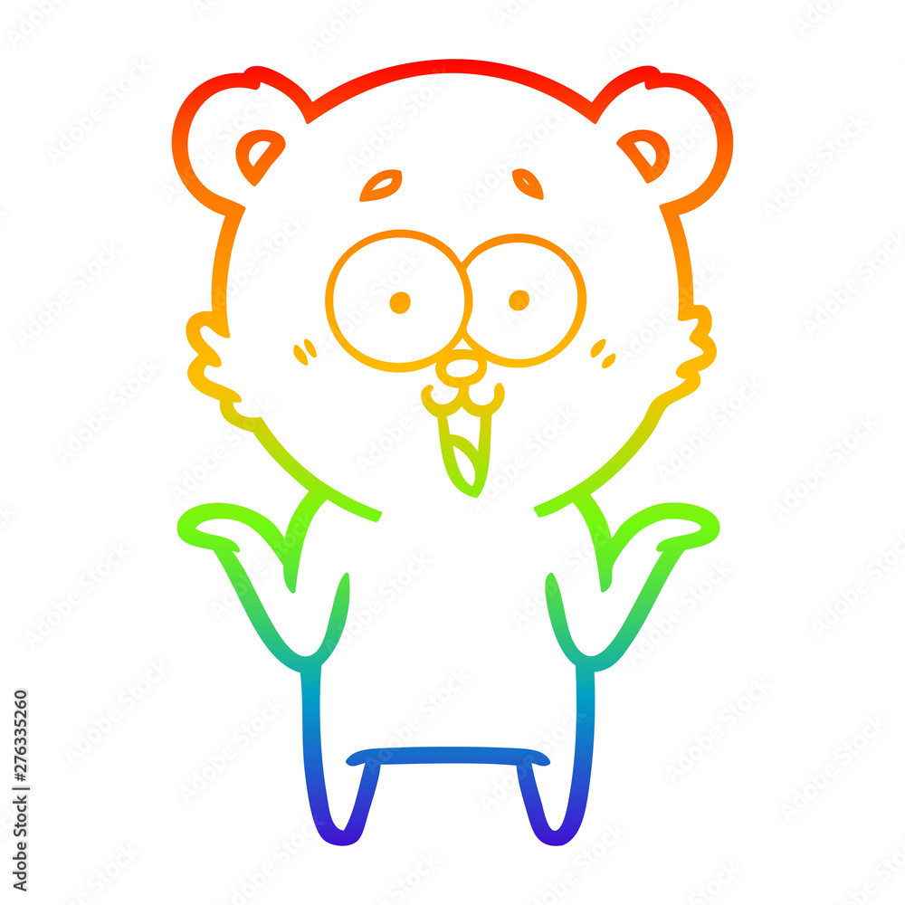 Obraz premium rainbow gradient line drawing laughing teddy bear cartoon