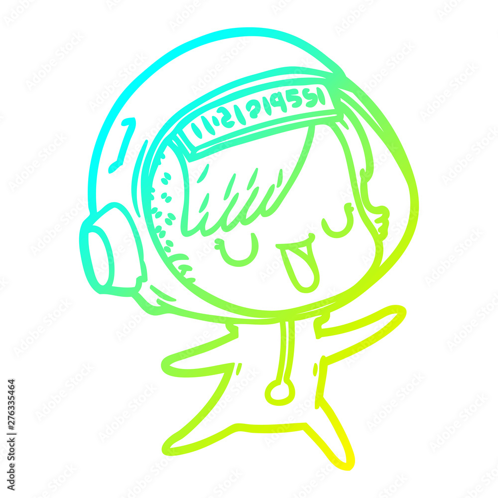 cold gradient line drawing cartoon astronaut woman cold gradient line drawing cartoon astronaut woman