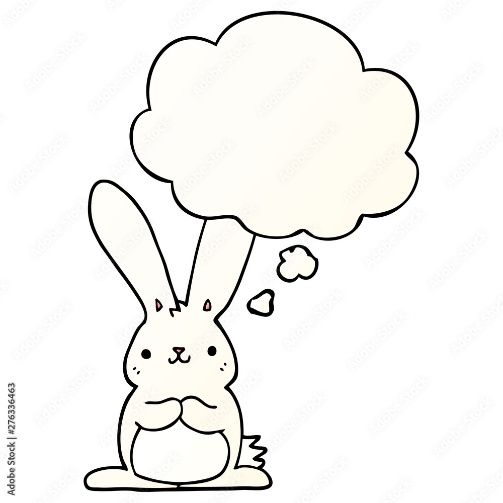 cartoon rabbit and thought bubble in smooth gradient style cartoon rabbit and thought bubble in smooth gradient style
