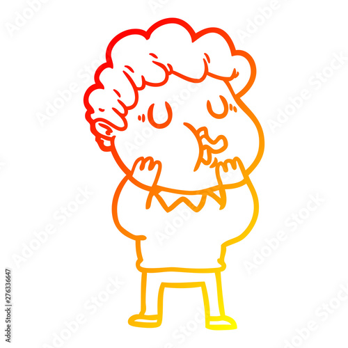 warm gradient line drawing cartoon man singing