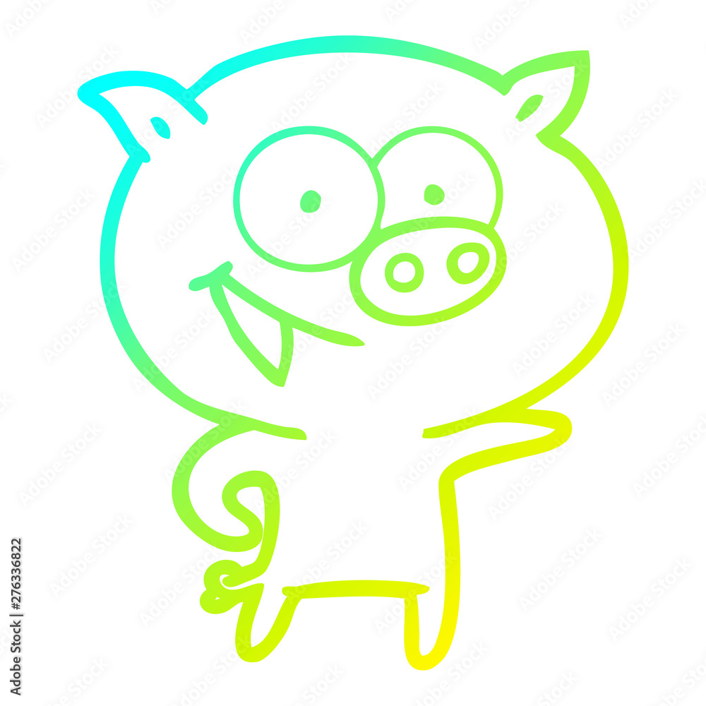 cold gradient line drawing cheerful pig cartoon cold gradient line drawing cheerful pig cartoon