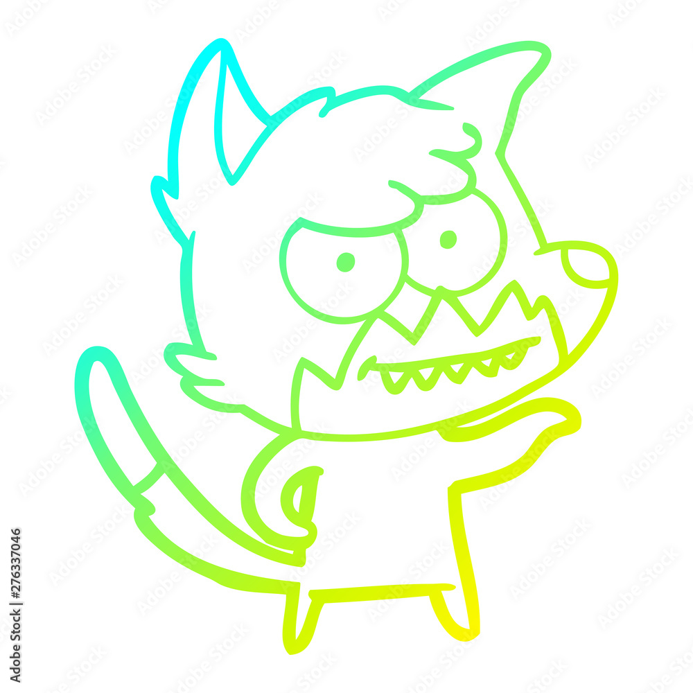 cold gradient line drawing cartoon grinning fox cold gradient line drawing cartoon grinning fox