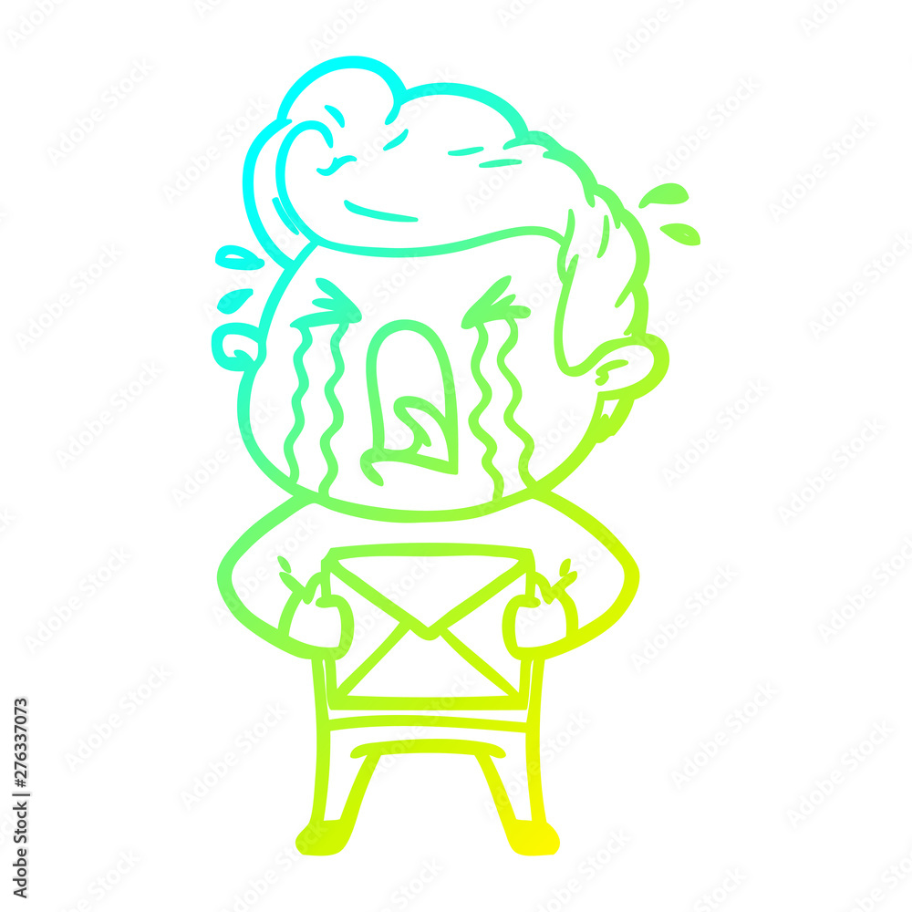 cold gradient line drawing cartoon crying man cold gradient line drawing cartoon crying man