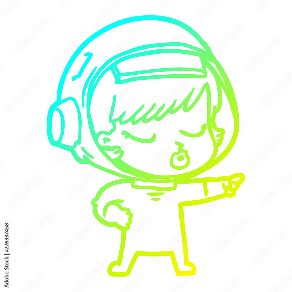 cold gradient line drawing cartoon pretty astronaut girl pointing cold gradient line drawing cartoon pretty astronaut girl pointing