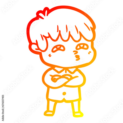 warm gradient line drawing cartoon curious man