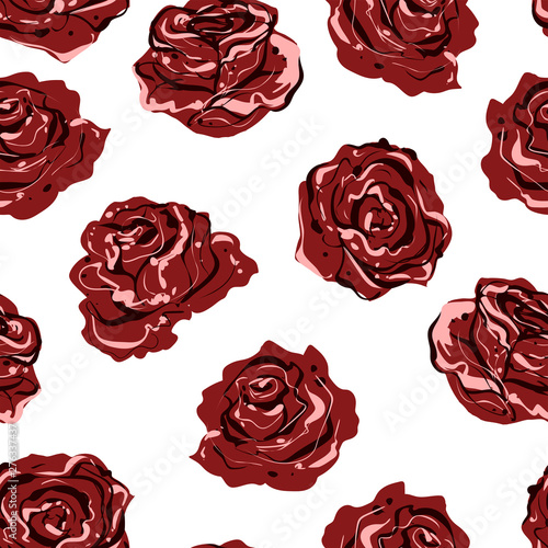 Seamless pattern of red roses vector