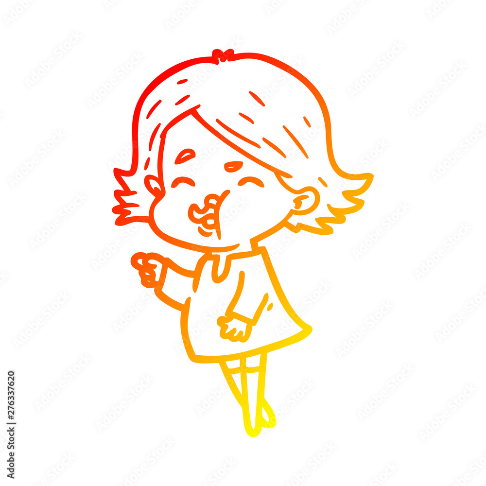 warm gradient line drawing cartoon girl pulling face warm gradient line drawing cartoon girl pulling face
