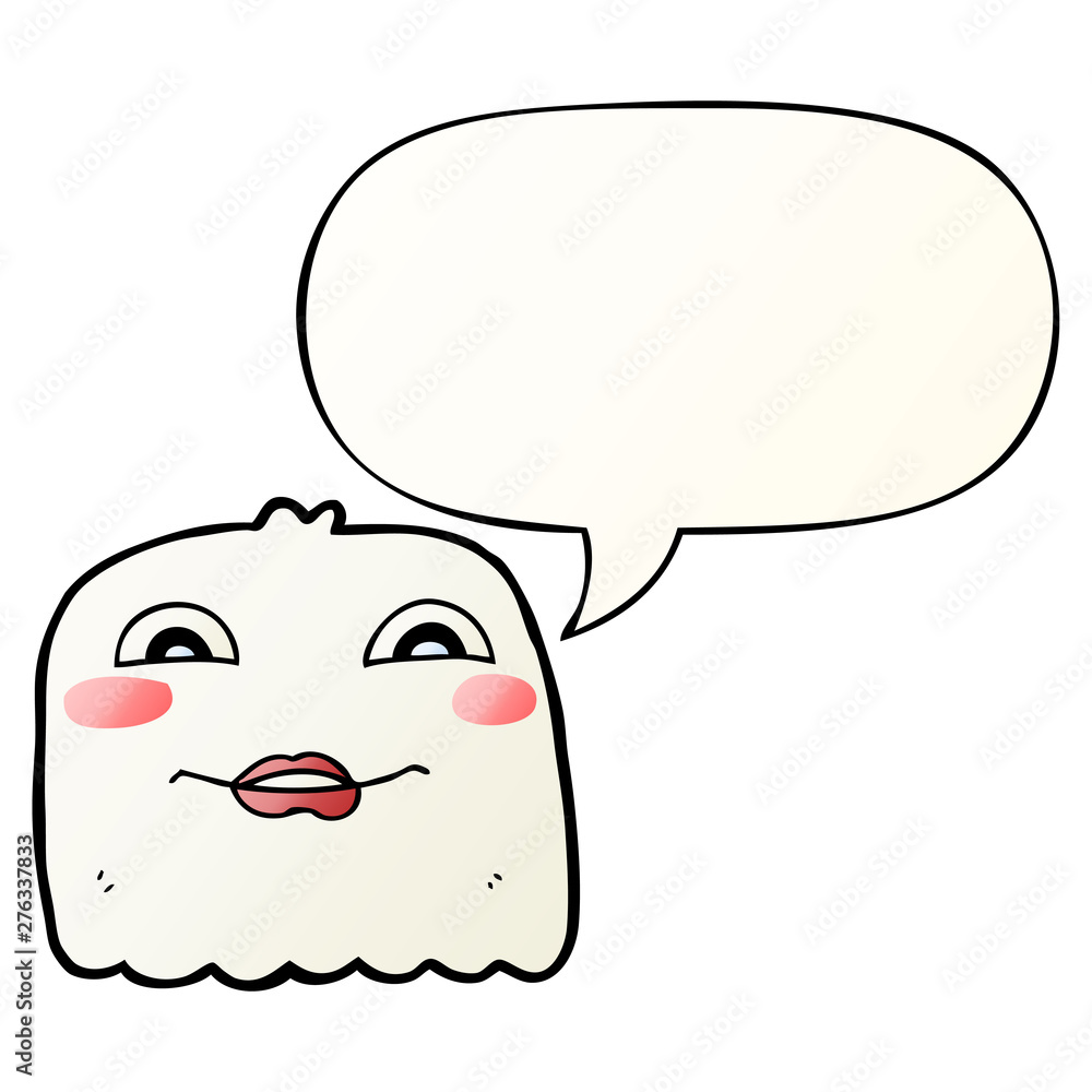 cartoon ghost and speech bubble in smooth gradient style cartoon ghost and speech bubble in smooth gradient style