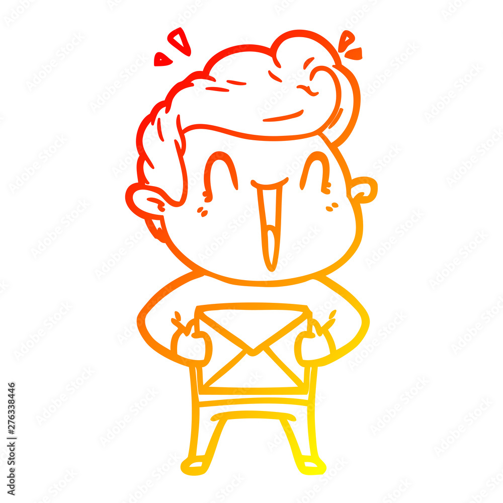 warm gradient line drawing cartoon excited man warm gradient line drawing cartoon excited man