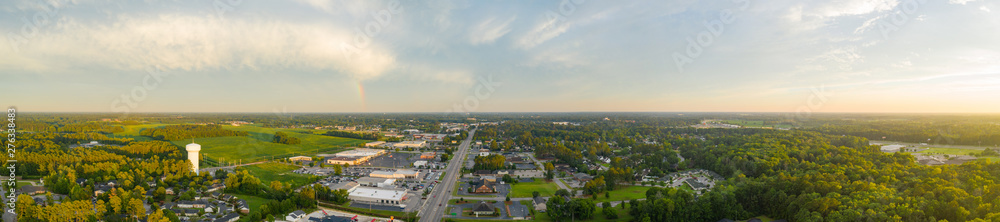 Aerial panorama Lumberton North Carolina USA