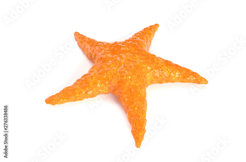 orange Caribbean Starfish on a white background 3d render