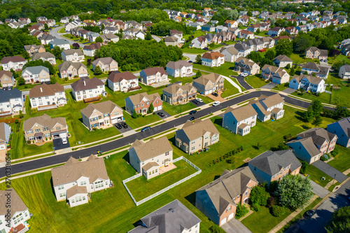 Aerial photo residential upscale homes in Brookside Delaware USA
