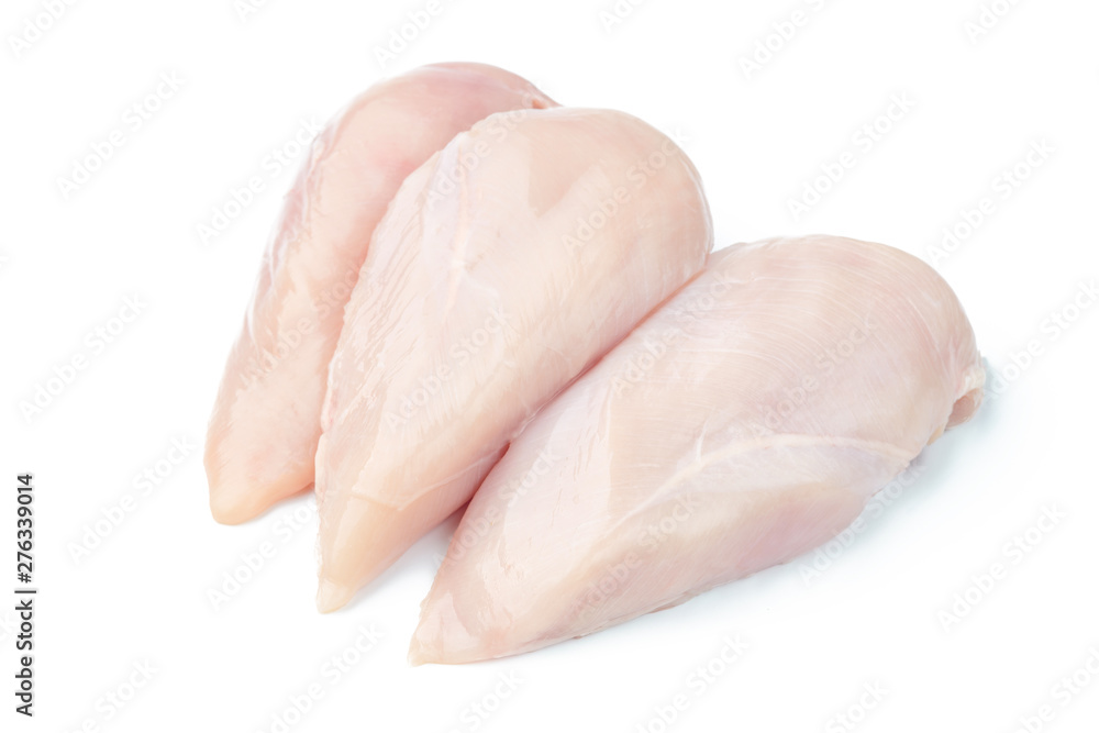 Raw chicken breast filets isolated on white background. Raw chicken breast filets isolated on white background.