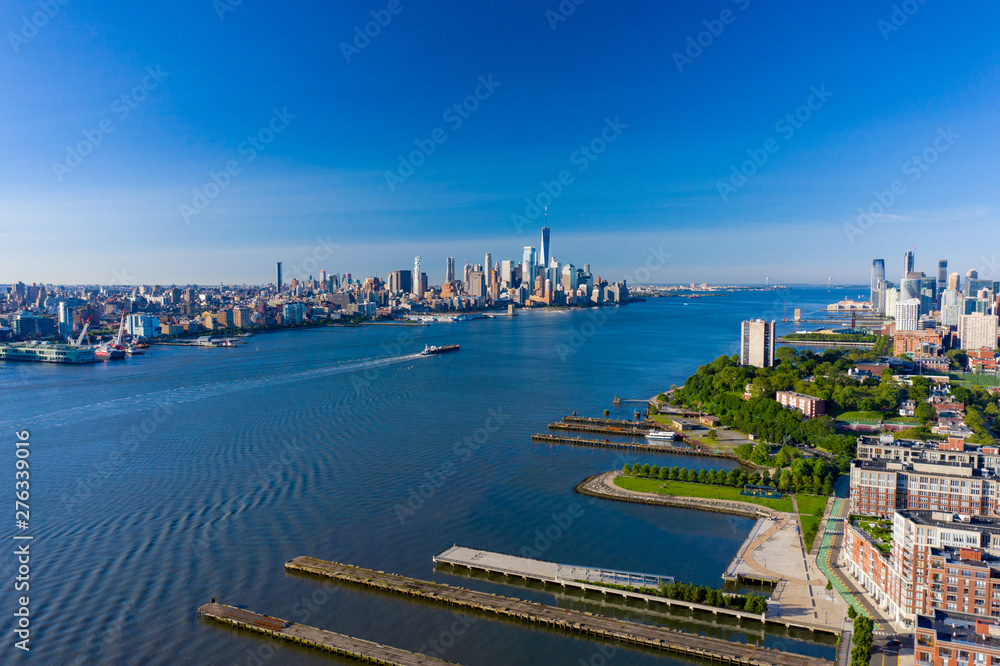 Aerial shot of the Hudson River New York USa