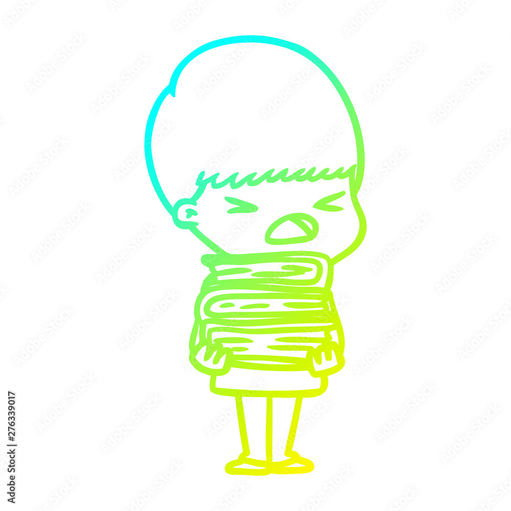 cold gradient line drawing cartoon stressed man cold gradient line drawing cartoon stressed man