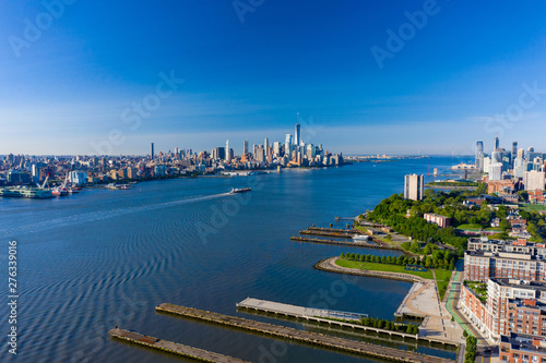 Aerial shot of the Hudson River New York USa