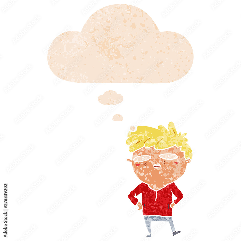 cartoon impatient man and thought bubble in retro textured style cartoon impatient man and thought bubble in retro textured style