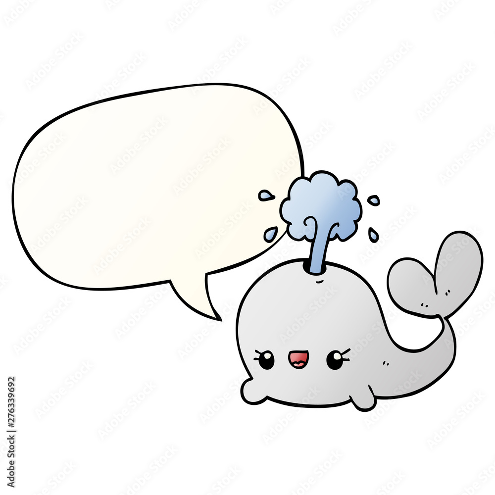cute cartoon whale and speech bubble in smooth gradient style cute cartoon whale and speech bubble in smooth gradient style