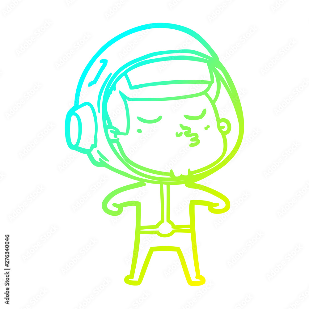 cold gradient line drawing cartoon confident astronaut cold gradient line drawing cartoon confident astronaut