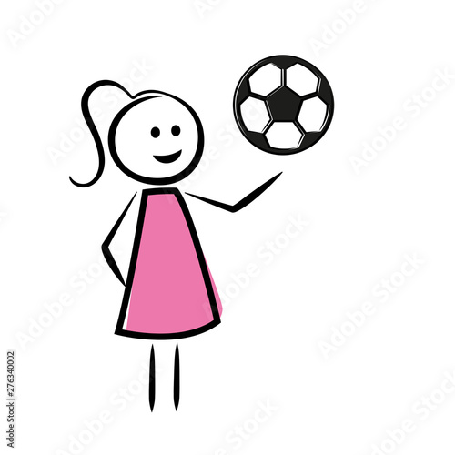weibliches Strichmännchen mit Fußball