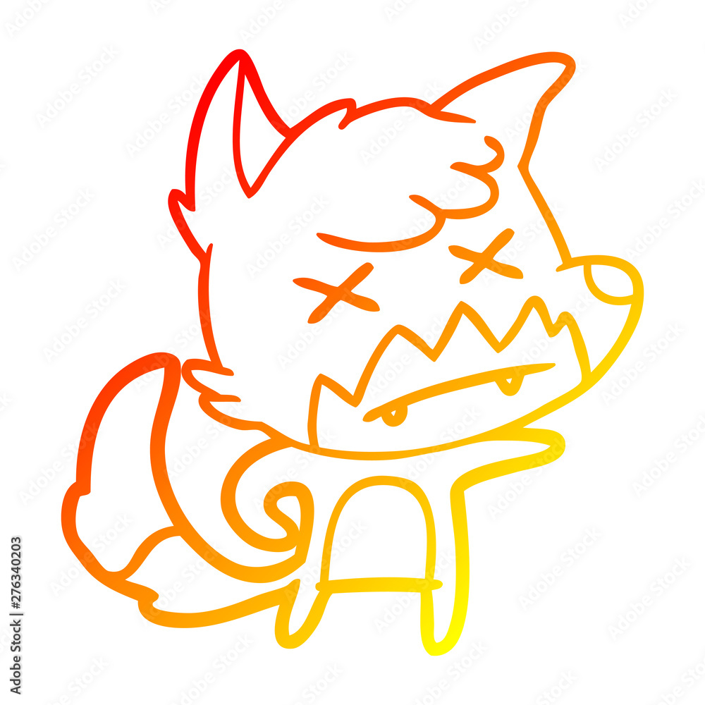 warm gradient line drawing cartoon dead fox warm gradient line drawing cartoon dead fox
