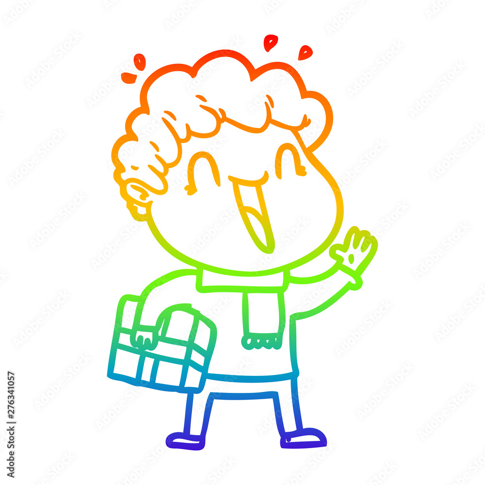 rainbow gradient line drawing cartoon happy man rainbow gradient line drawing cartoon happy man