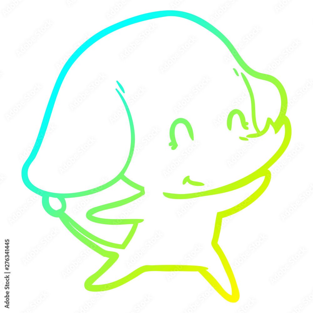 cold gradient line drawing cute cartoon elephant cold gradient line drawing cute cartoon elephant