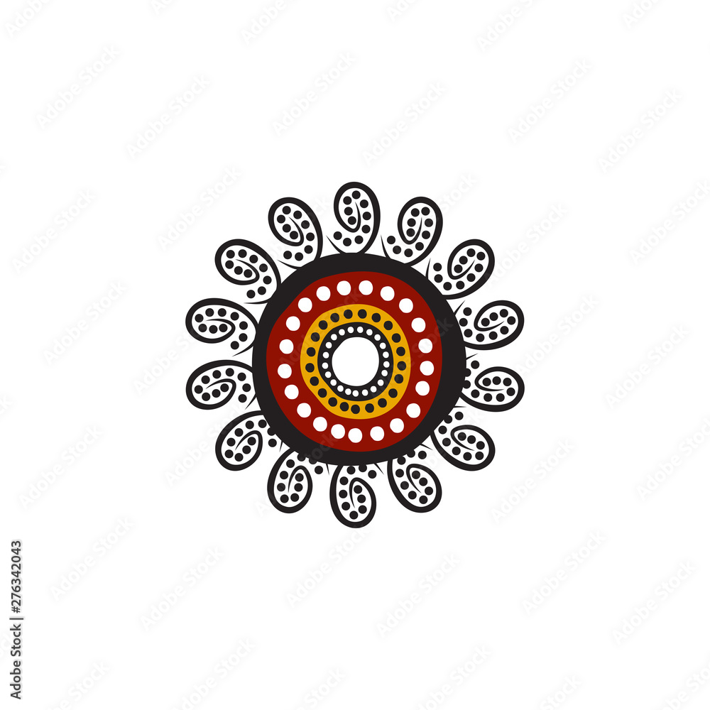 Naklejka premium Aboriginal art dots painting icon logo design vector template