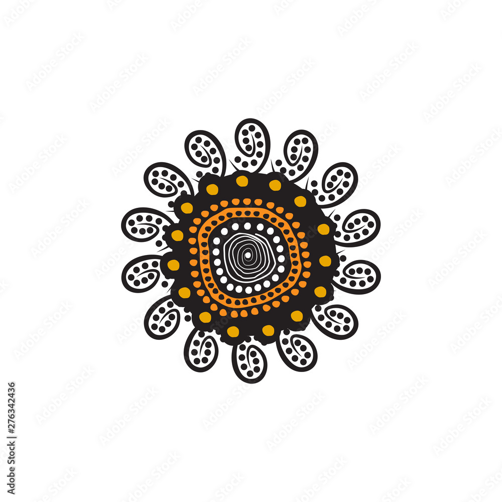 Aboriginal art dots painting icon logo design vector template